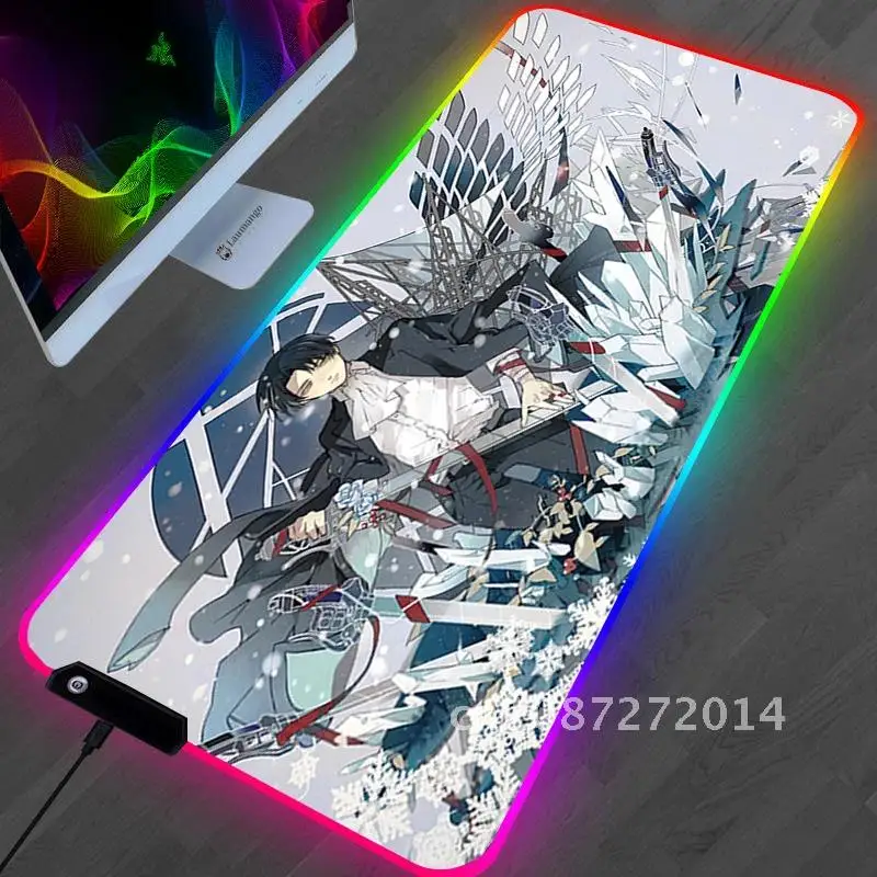 Игровой коврик для мыши атака на Титанов с RGB-подсветкой