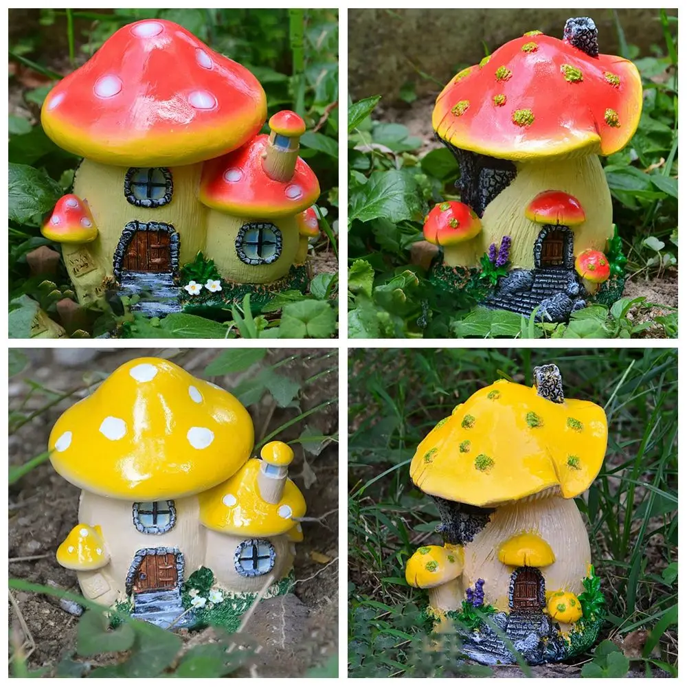 

Making Statue Sculpture Lawn Ornament Toadstool Figurines Micro Landscape Miniature Mushroom House Fairy Garden Decor