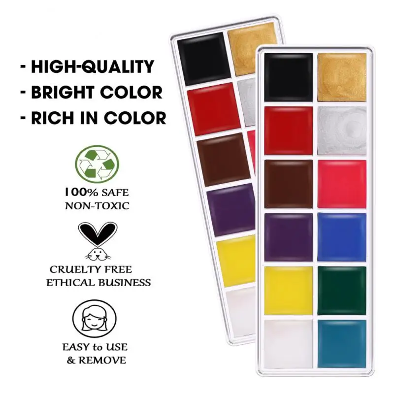 

Diy Face Body Art Face Body Painting 12 Colors Fancy Dress Beauty Palette Colorful Pigments Makeup Halloween Party Makeup