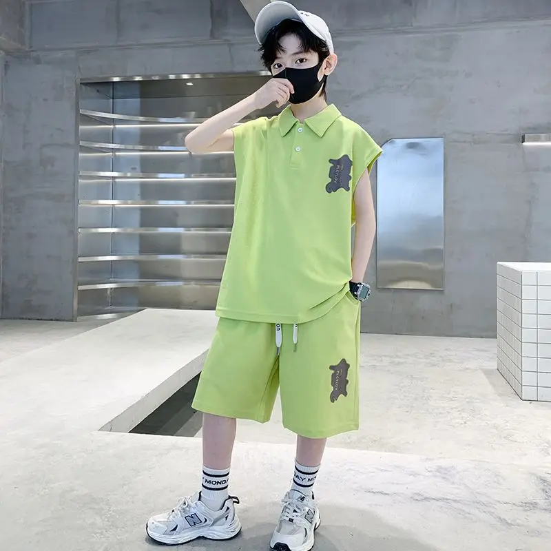 

Korean Vest T-Shirt Short Sleeveless 2PS Panties New Sport Hot Sale Boy Toddler Fashion Outfit Suit 2023 Clothing Clothes Casual