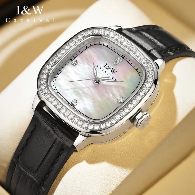 Reloj Mujer CARNIVAL Brand Luxury Women Dress Quartz Watch Ladies Fashion Waterproof Square Wrist Watches Clock Relogio Feminino