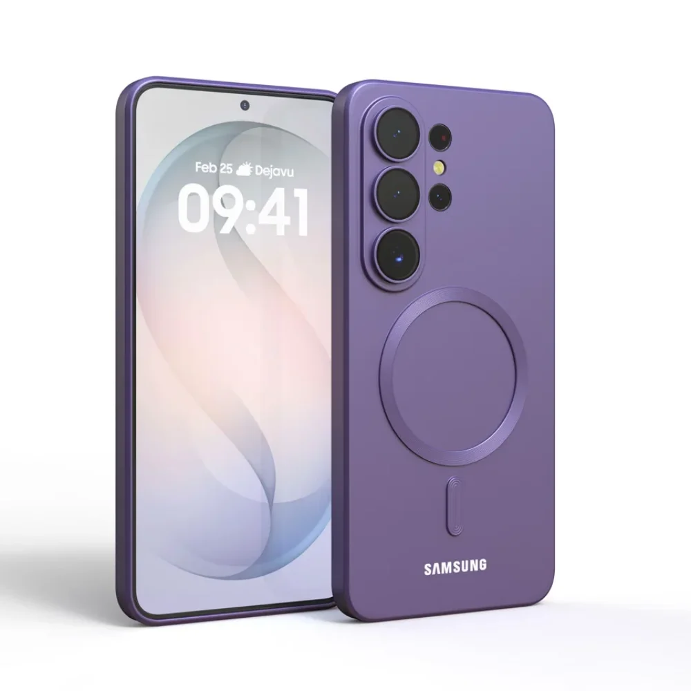 Фото Роскошный мягкий силиконовый чехол Magsafe для Samsung Galaxy S26 Ultra S26 Plus S26Ultra S25 FE S24 S23 с полным покрытием объектива камеры №1