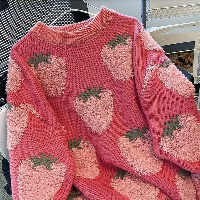 Женский трикотажный свитер с круглым вырезом жаккардовый пуловер в Корейском