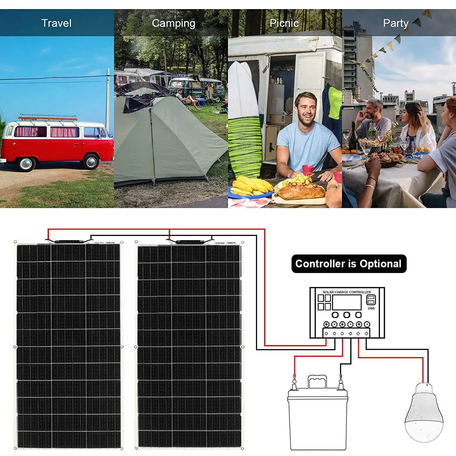 2000 Вт 1000 солнечная панель 18 в Высокоэффективная монокристаллическая портативная