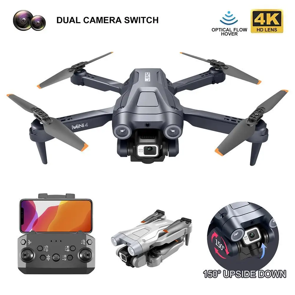 

Mini 4 Dual Camera Drone 2.4ghz Wifi Fpv Obstacle Avoidance Fixed Height Four Axis Folding Remote Control Helicopter Toy