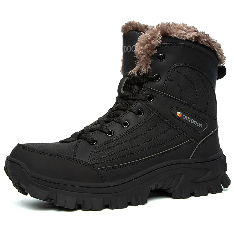 Winter plush warm cotton shoes men's large mountain climbing shoes high top snow boots outdoor boots