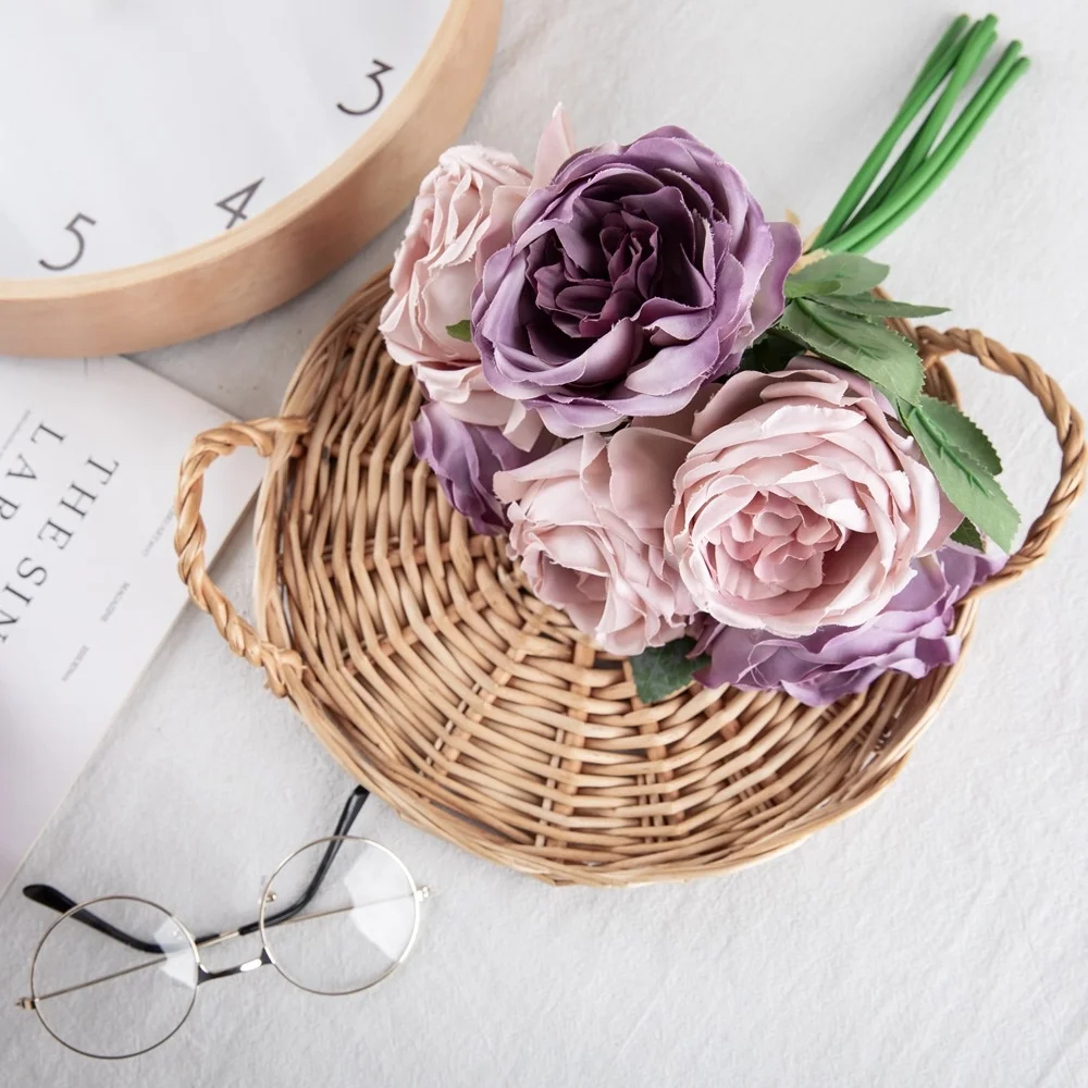 

Rose bouquet simulation flower holding home background flower wall photography set GF14871-6