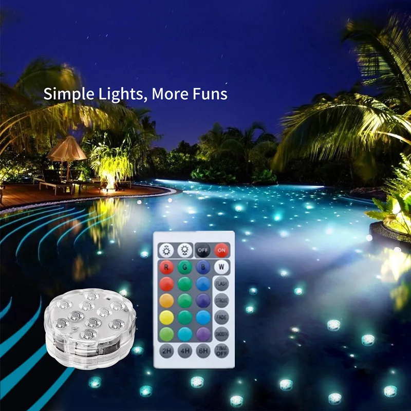 

Night Lamp RGB Remote Control LED Submersible Light IP68 Waterproof Underwater Light Bathtub Pond Aquarium Decorative Pool Light