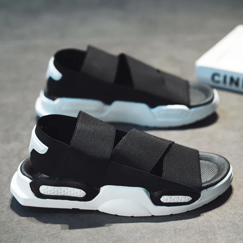 

Men 5 cm Height Increased Gladiator Shoes Mens Roman Sandals Male Summer Black Flat Sandals Outdoor Beach Slip on Sneakers