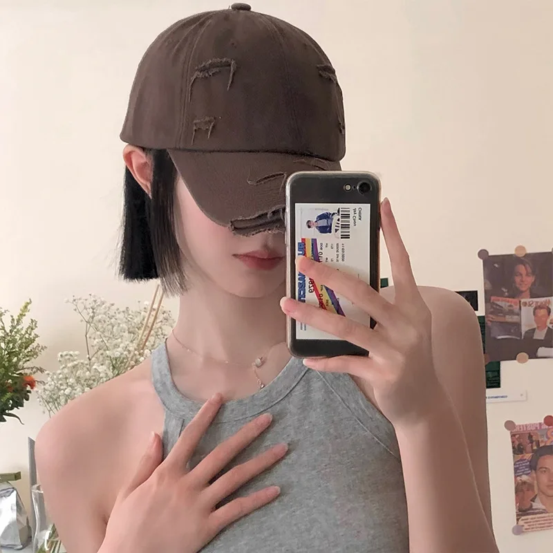 

Женская рваная хлопковая бейсболка для улицы простая спортивная шапка Сделай старый хип-хоп Уличный мужской унисекс дорожная Повседневная Кепка для девочек