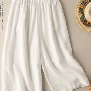 Pants for Women New Summer Korean Fashion Simplicity Cotton Pants High Waist Cropped Trousers Solid  in Pakistan