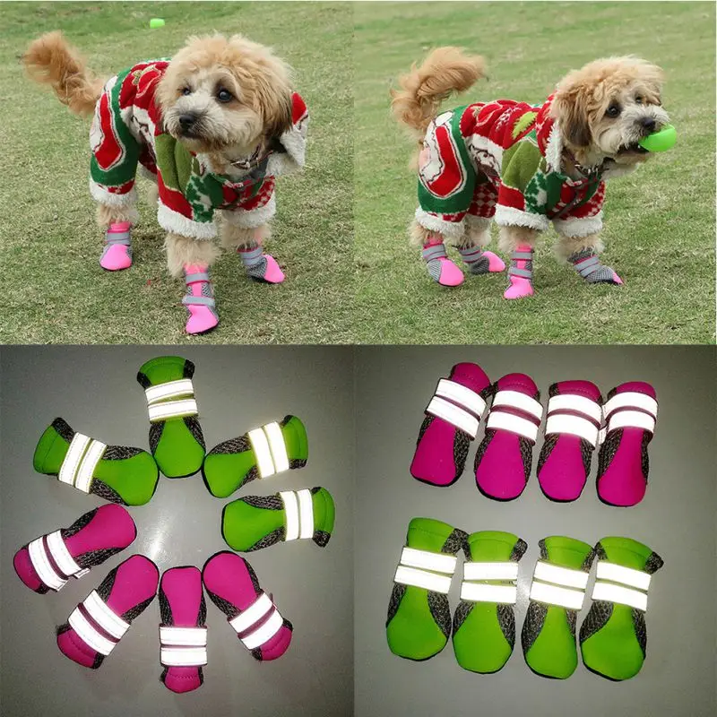 

Reflective Protective Shoes For Pets At Night Breathable Non-Slip Dog Boots Soft Soled Puppy Walking Shoes Dog Paw Protection