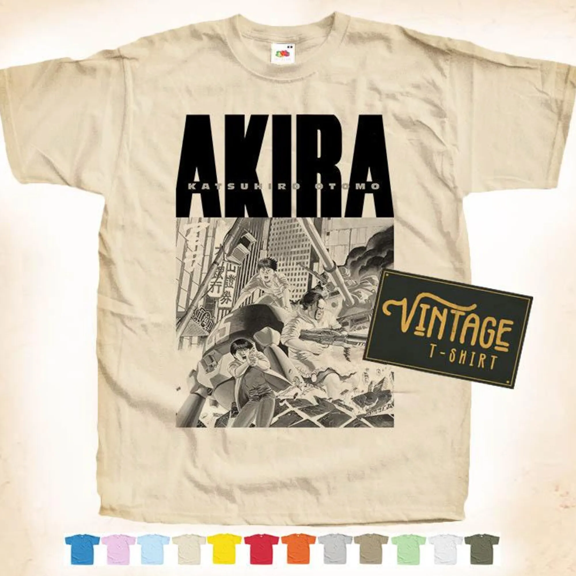 ЧЕРНЫЙ принт: AKIRA Vol 3 футболка из натурального винтажного хлопка постер фильма