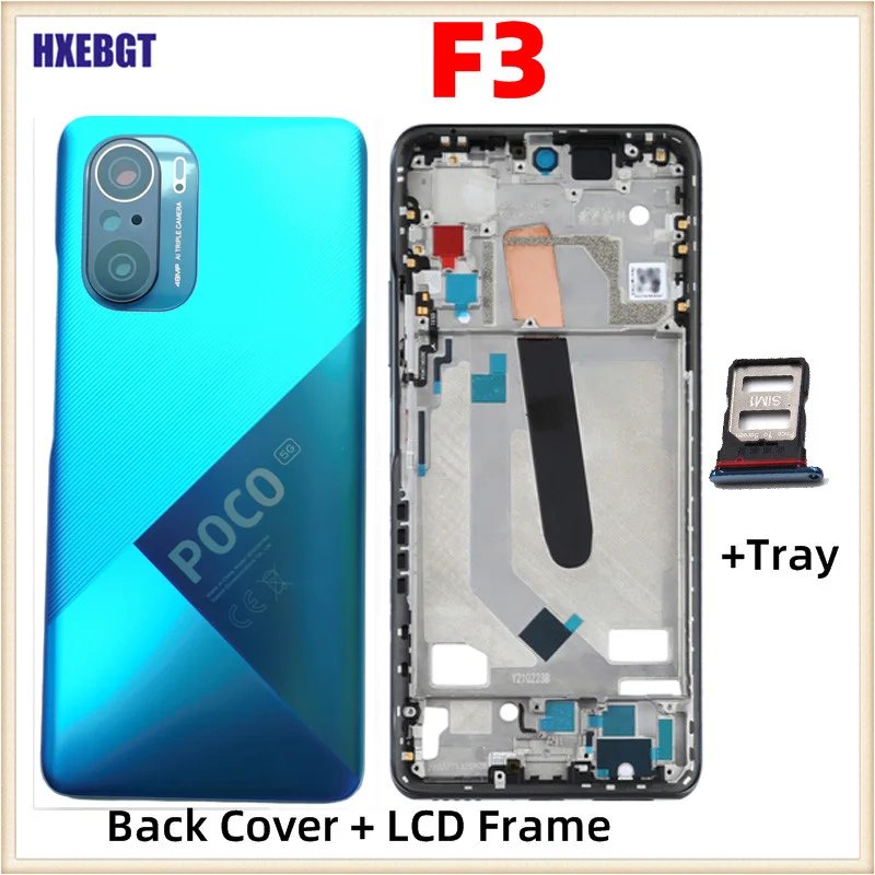 Оригинальная задняя крышка для Xiaomi Poco F3 + передняя рамка ЖК-дисплея Боковая