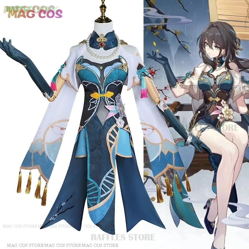 Игра Honkai Star Rail Ruan Mei Косплей Костюм Парик Платье Опора Наряд Обувь Полный комплект