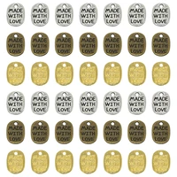 wholesale 3 color 30pcs mini oval shaped made with love charms alloy metal pendants for diy jewelry accessories making 118mm