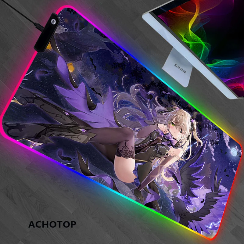rgb genshin impact gaming play mats mousepad anime cartoon xl size gamer mouse pad xxl keyboard desk computer pc mat notbook pad free global shipping