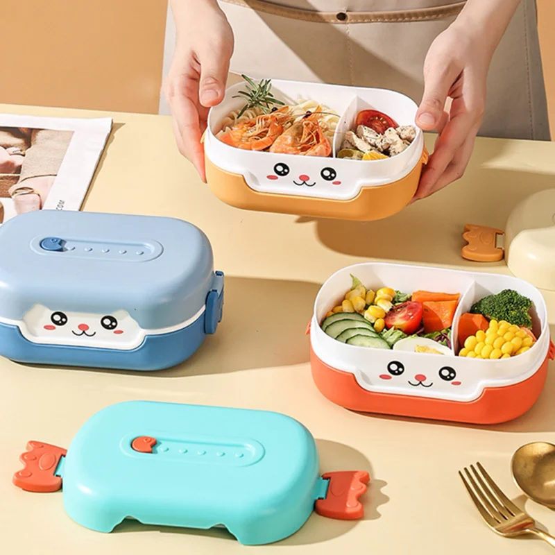 

700Ml Portable Cartoon Lunch Box Level 2 Bento Food Storage Box Sealed Children's Bread Box Bento Box