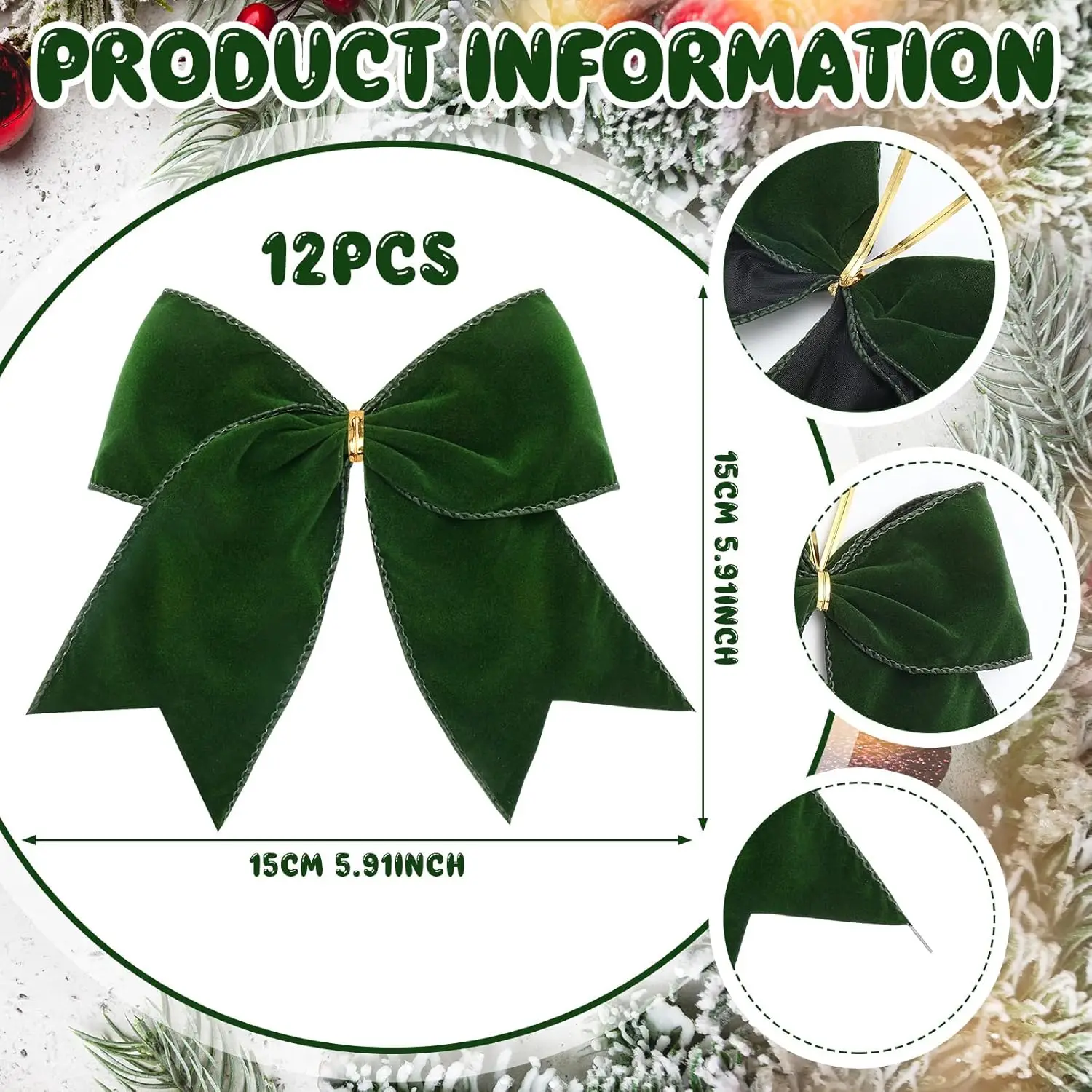 

Рождественские бархатные банты 6 дюймов, набор из 12 штук