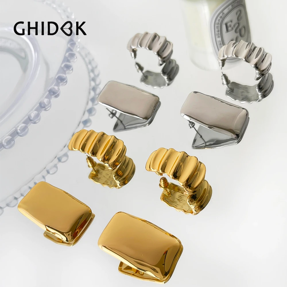 Женские прямоугольные серьги-гвоздики в стиле ретро