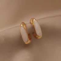 fashion trend high sense luxury white oil drop geometric letter c type earring gift banquet women jewelry earring 2022