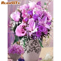 ruopoty diy diamond embroidery flower full square round diamond painting frame cross stitch flower art new arrival home decor