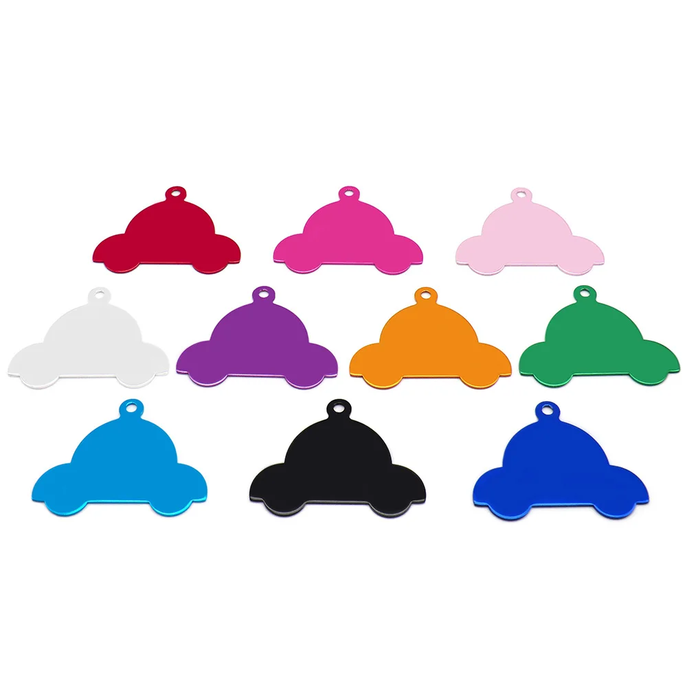 

Car Shape ID Tag Wholesale 20Pcs Engraved Custom Puppy Name Telephone Anti-lost Aluminium Material Pet Collar Pendant