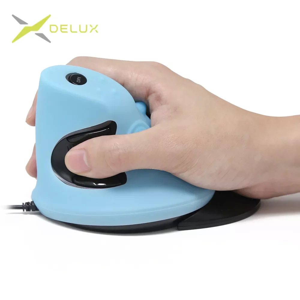 

Delux M618RP Wired/Wireless Vertical Mouse 6 Buttons Ergonomic Optical Right Hand Mice with Rubber Protective Shell For PC