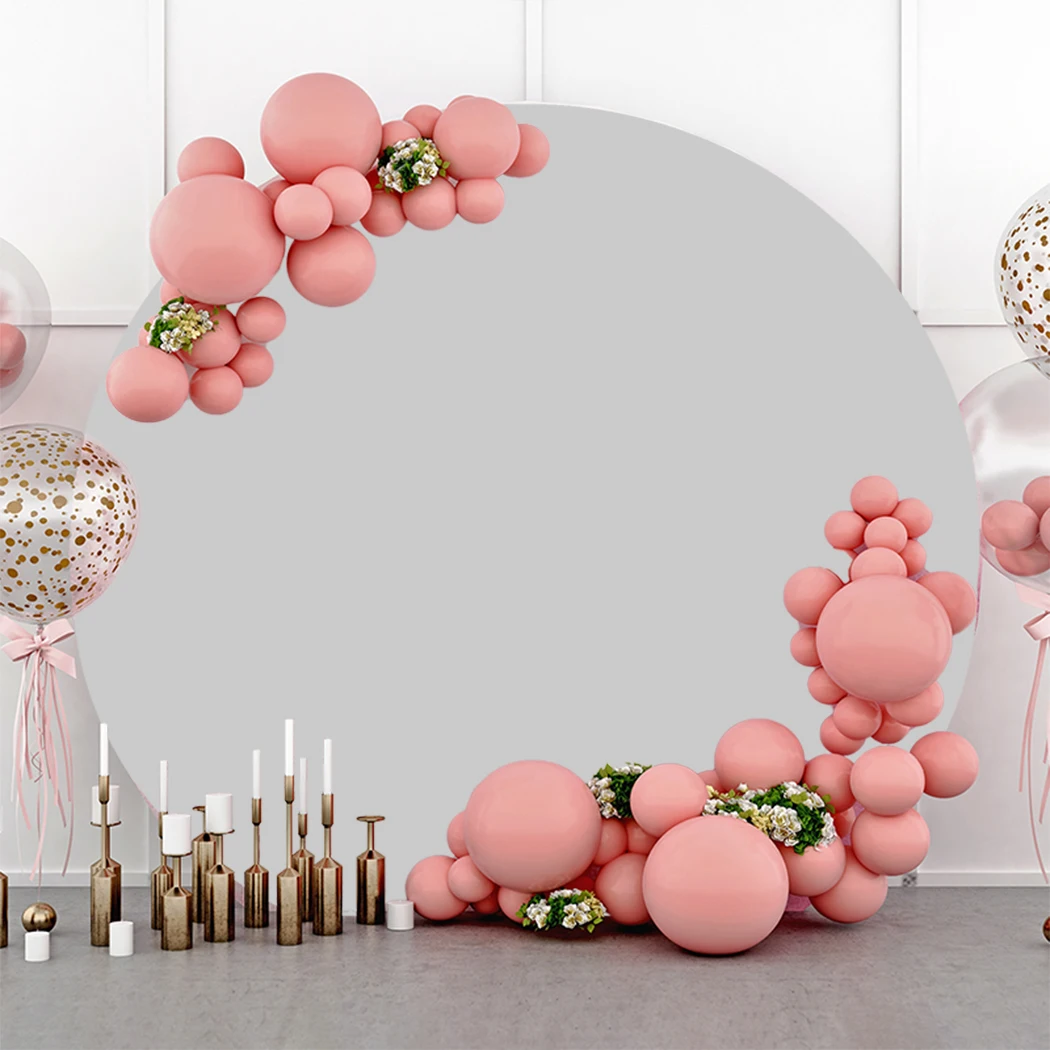 

Laeacco серый круглый фон из полиэстера для свадебной вечеринки круглый фон для детского дня рождения торта фотография баннер