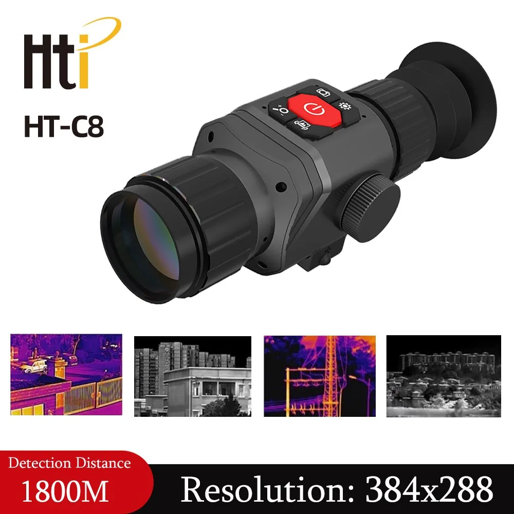 

Тепловизор Hti HT-C8 для охоты, 384*288 пикселей, термокамера с регулируемым фокусом, монокулярный телескопический прицел, объектив 25 мм