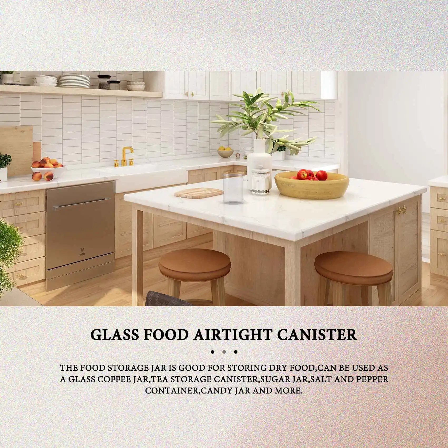 Стеклянная герметичная канистра для пищевых продуктов деревянная поворотная