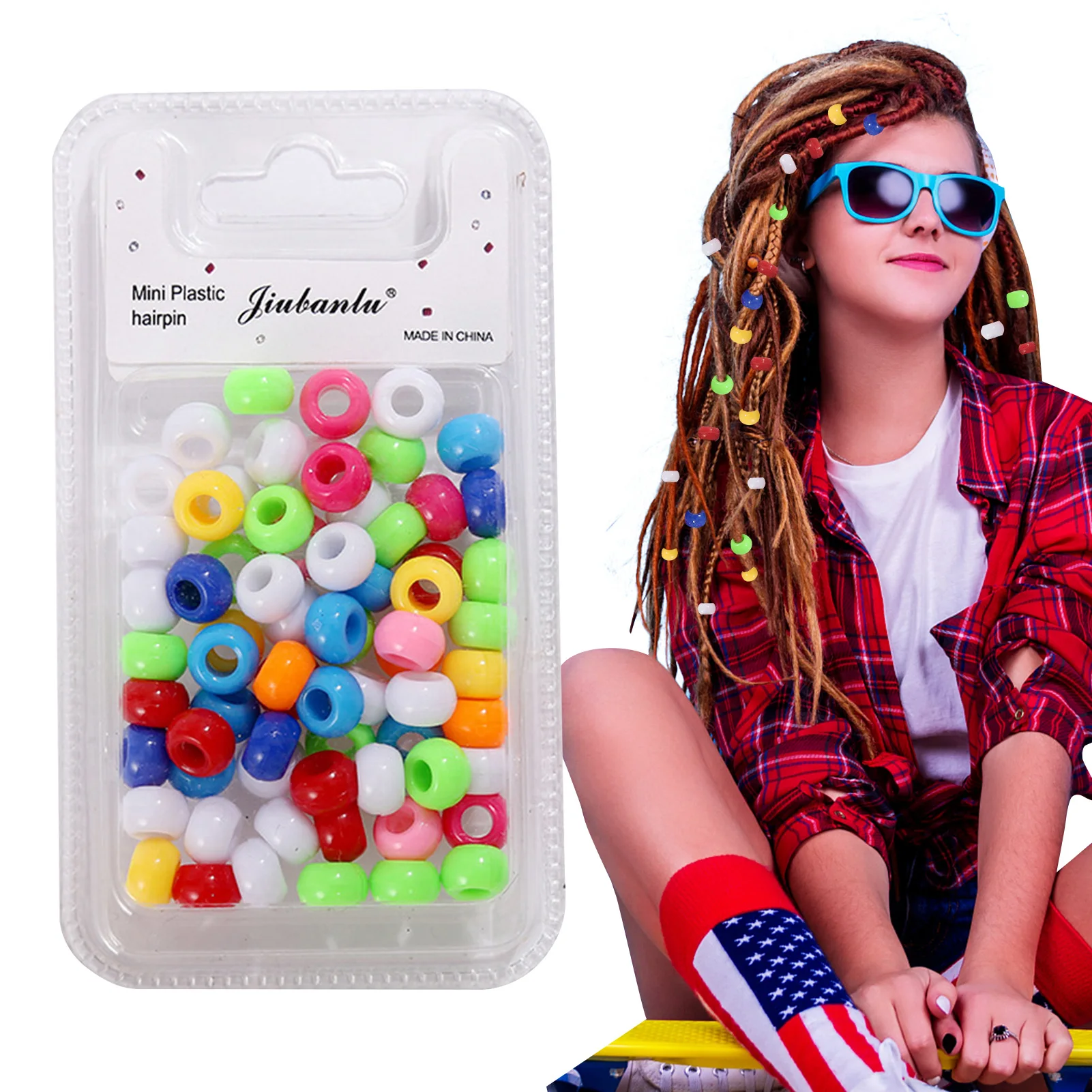 

Бусины Набор для создания украшений DIY для плетения волос, искусственные украшения, большие круглые бусины, разноцветные радужные бусины ра...