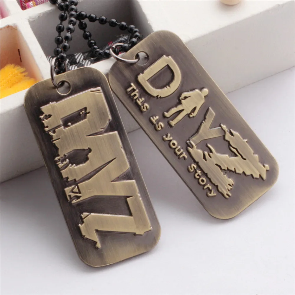 Vintage DayZ Zombie Bronze Color Pendant Nacklace Dog Tag  for Men Women Beaded Chain Necklace Fans Collectible Jewelry Gifts
