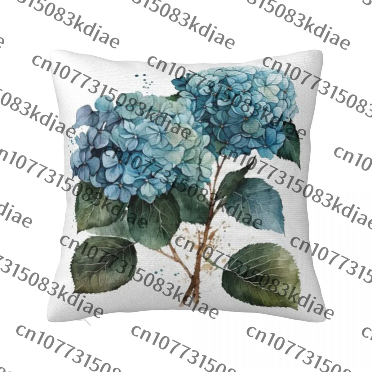 Наволочка с акварельной гортензией