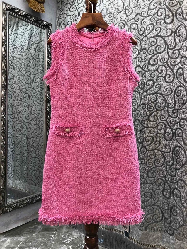 

Новинка 2022, женское модное приталенное шерстяное платье без рукавов, с круглым вырезом и воланом, 1014