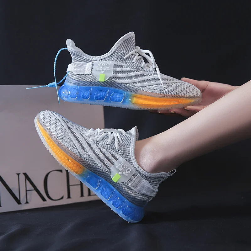 Кроссовки на платформе для мужчин и женщин дышащие со шнуровкой повседневная