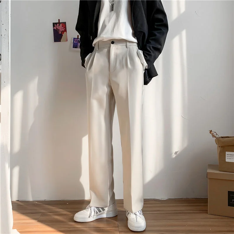 

SYUHGFA мужская одежда 2022 весна корейский модный Свободный Мужской прямой костюм брюки винтажные деловые брюки Широкие брюки