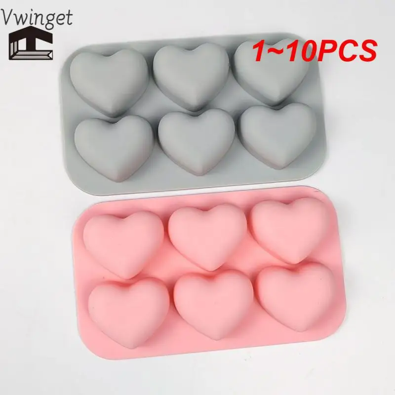 1-10 шт. силиконовая форма для мыла 6 емкостей ручной работы в виде сердца на День