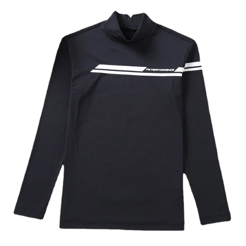 Men's golf autumn and winter sports T-shirt with slim golf half-turtleneck bottoming shirt in thin velvet