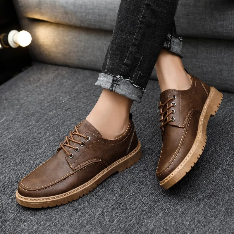 

Men Leather Shoes Breathable Dress Shoes Casual Shoes Shock-Absorbing Footwear Wear-Resistant Tooling Shoes Zapatillas