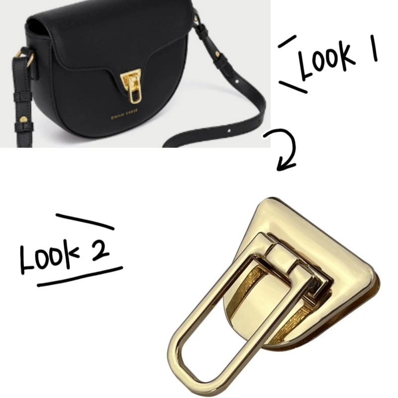 

Треугольная металлическая кожаная сумка с застежкой через плечо