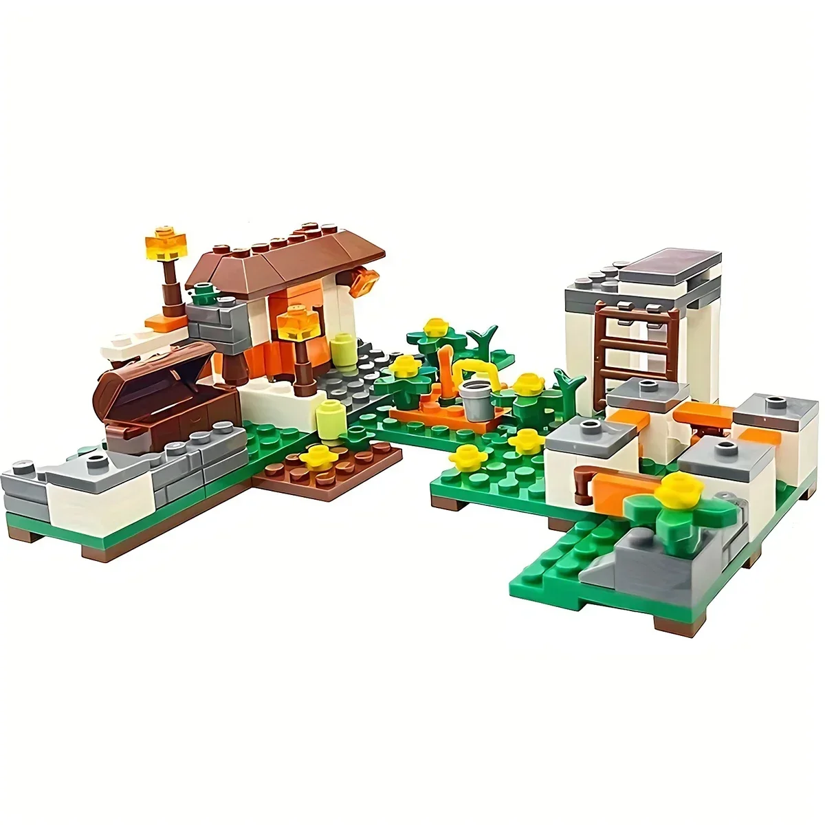 Мой мир Minecrafted Village Tree House Водопад Warhorse Строительные блоки с фигурками Кирпичи DIY