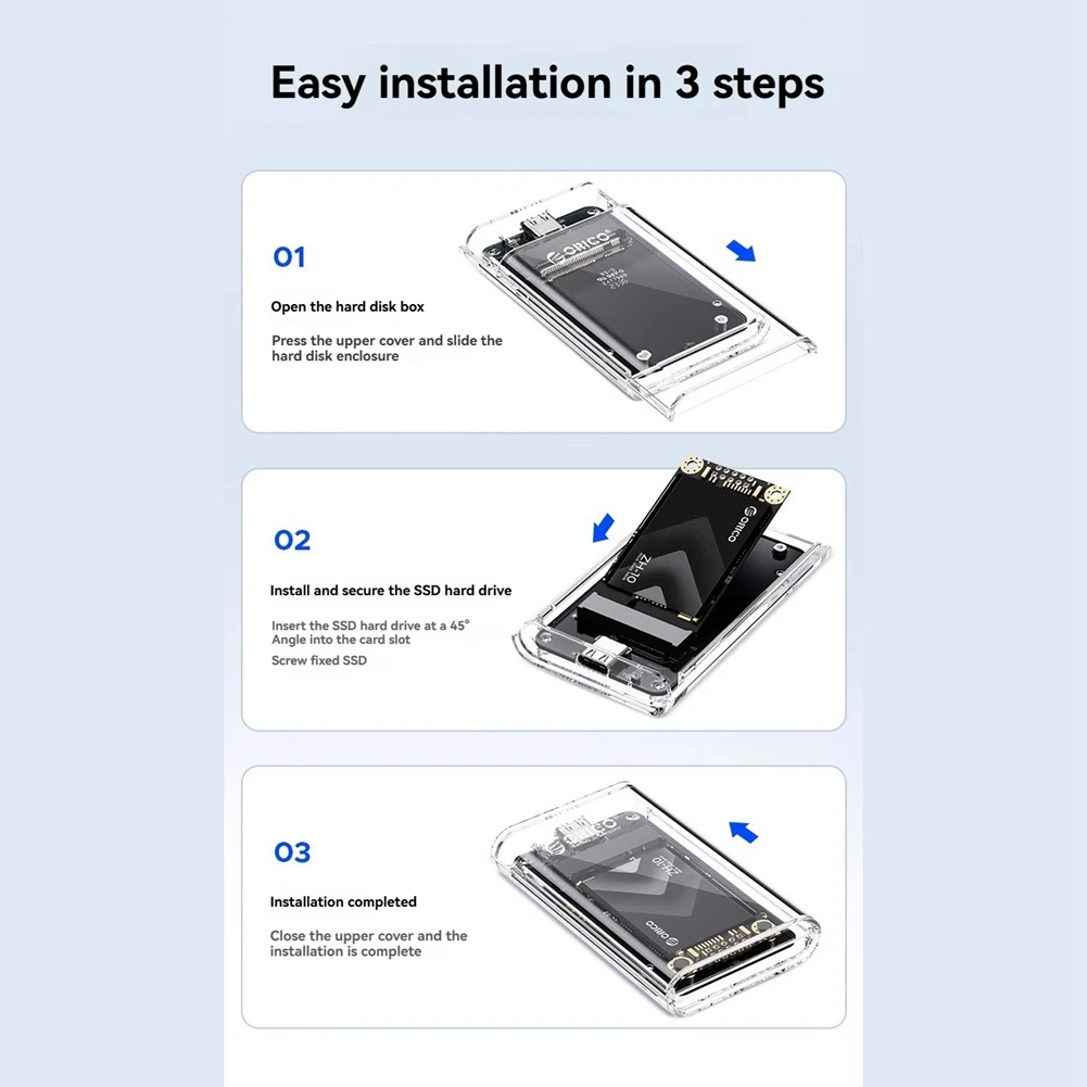 Фото Внешний корпус ORICO для SSD-накопителей MSATA с интерфейсом Type-C, USB 3.2 Gen1, 5 Гбит/с, для MSATA SSD №2