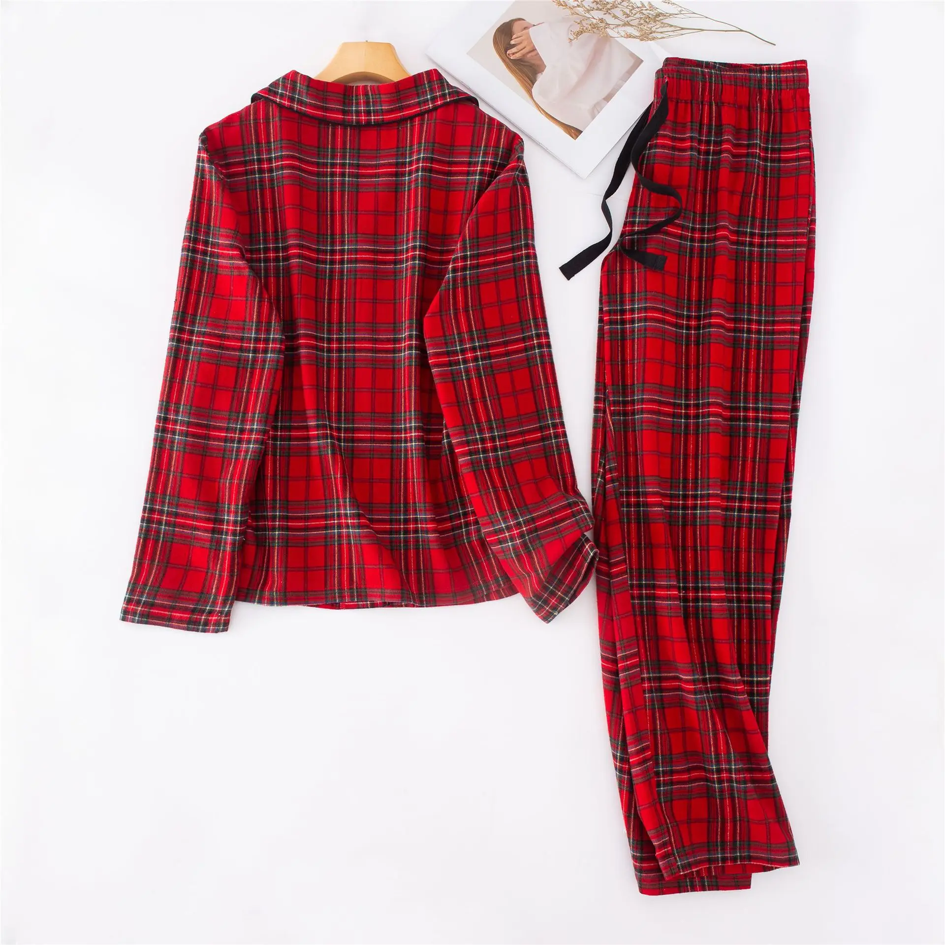 Pure Cotton Pajamas Set For Women Men Couple Christmas Red Sleeping Clothing Winter Sleepwear Homewear Cotton Pyjamas NewYear