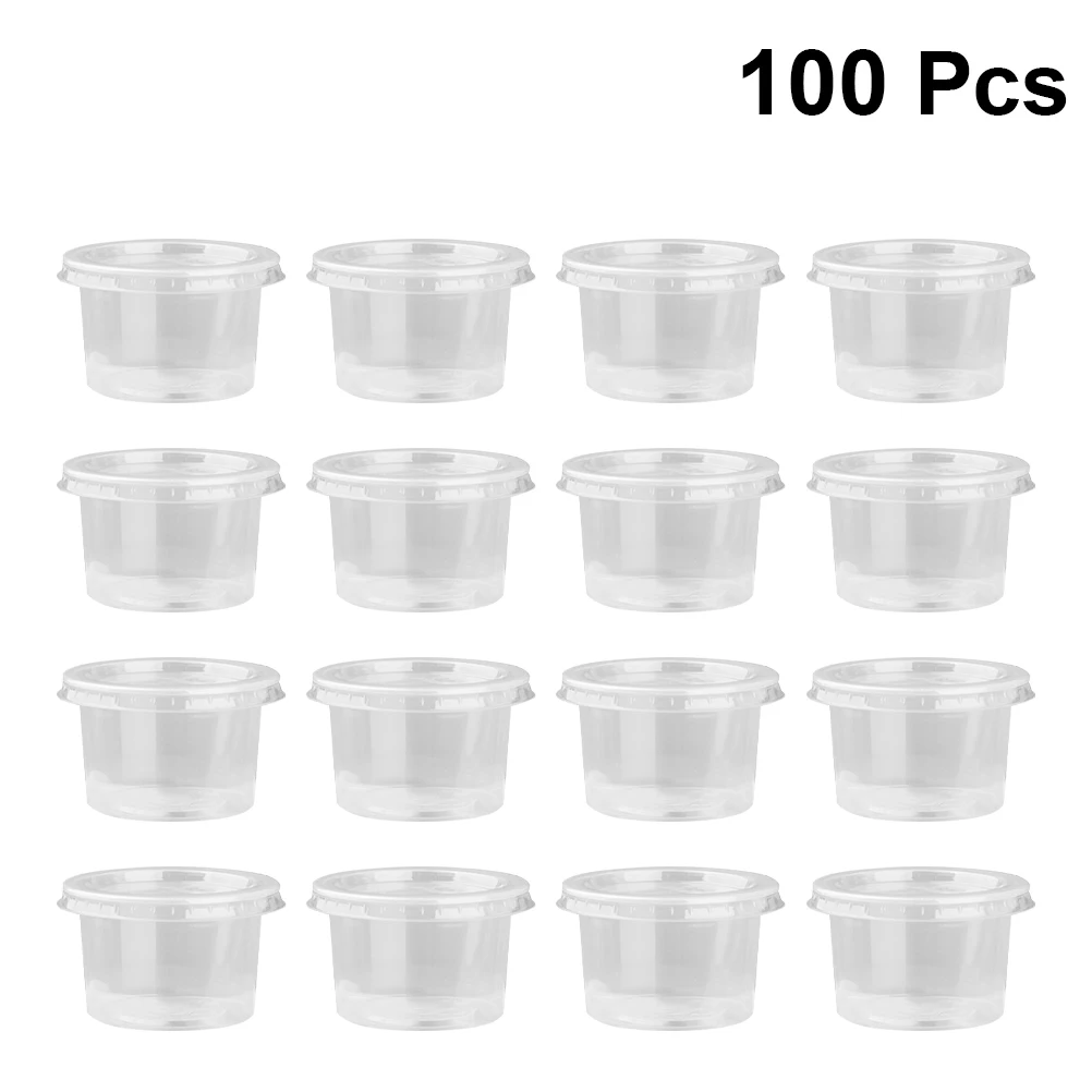

100/50PCS 140ml Disposable Plastic Container Clear Portion Cups Bowls with Lids for Mousses Sauce Jelly Yogurt Home Supplied