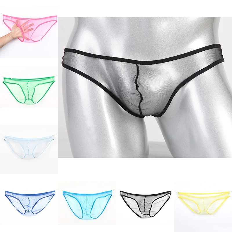 

Men Ultra Thin Mesh Underwear Sexy Low Waist Transparent Briefs Comfortable Quick Dry Panties Male See Through Underpants Thong
