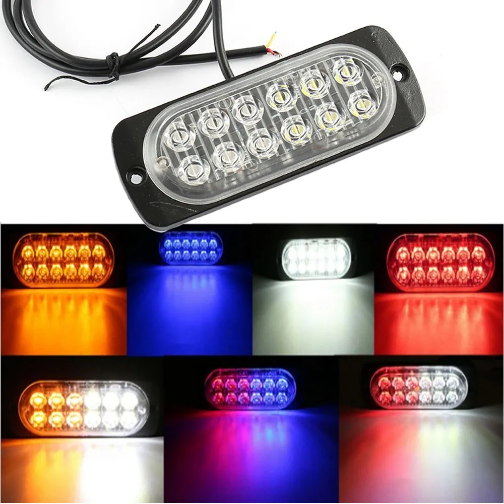 

12 светодиодных стробоскопических сигнальных ламп, мигающий фонарь для решетки радиатора, лампа для грузовика, автомобиля, фонарь янтарного...