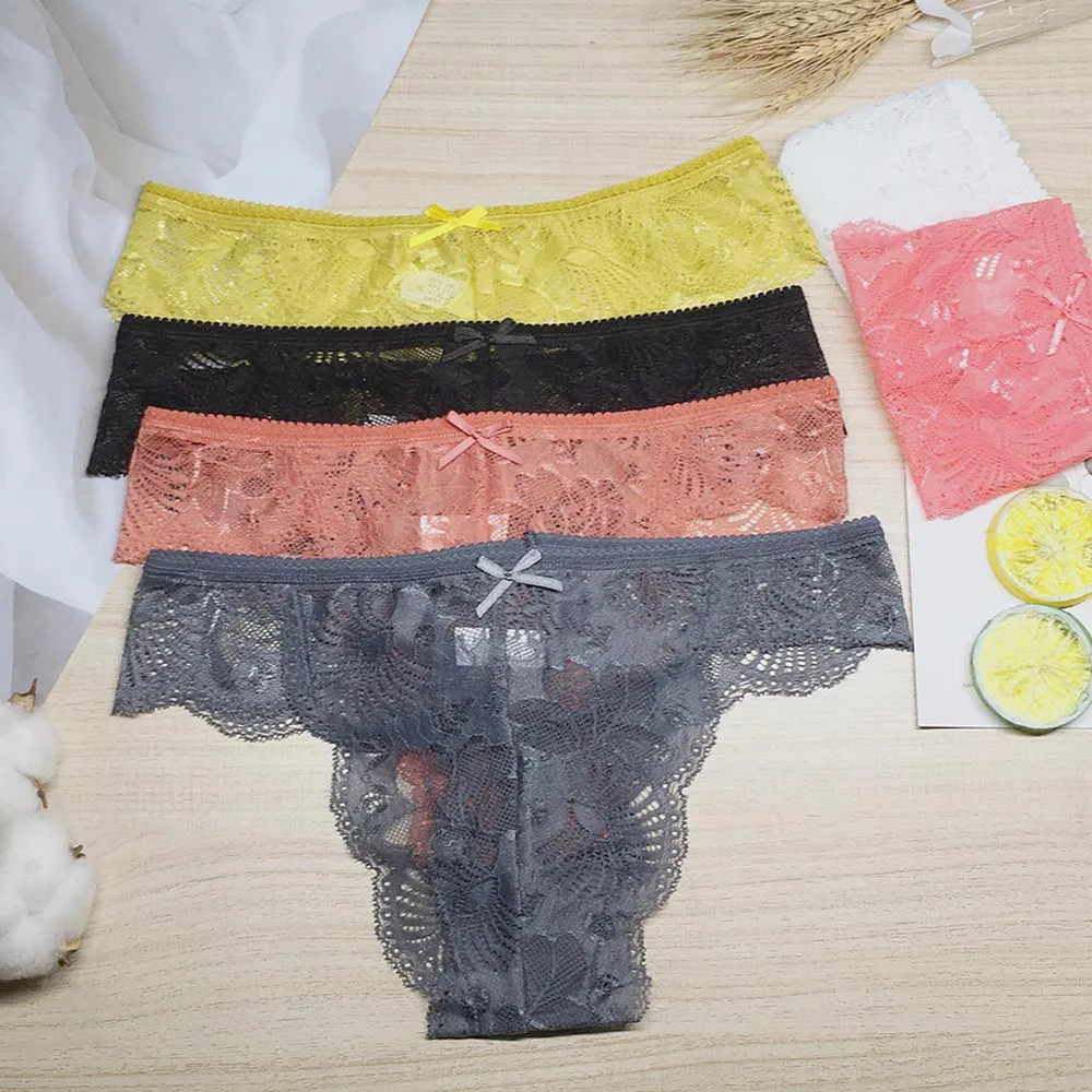 5 шт. женские кружевные трусики с низкой посадкой