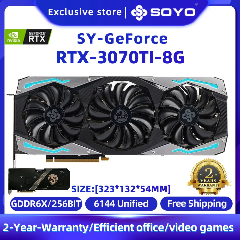 Новая видеокарта SOYO RTX 2060 2060 supe 3060 3070Ti 3080Ti GDDR6/GDDR6X, карты 8 Гб 12 Гб, игровая видеокарта NVIDIA, компьютерный графический процессор