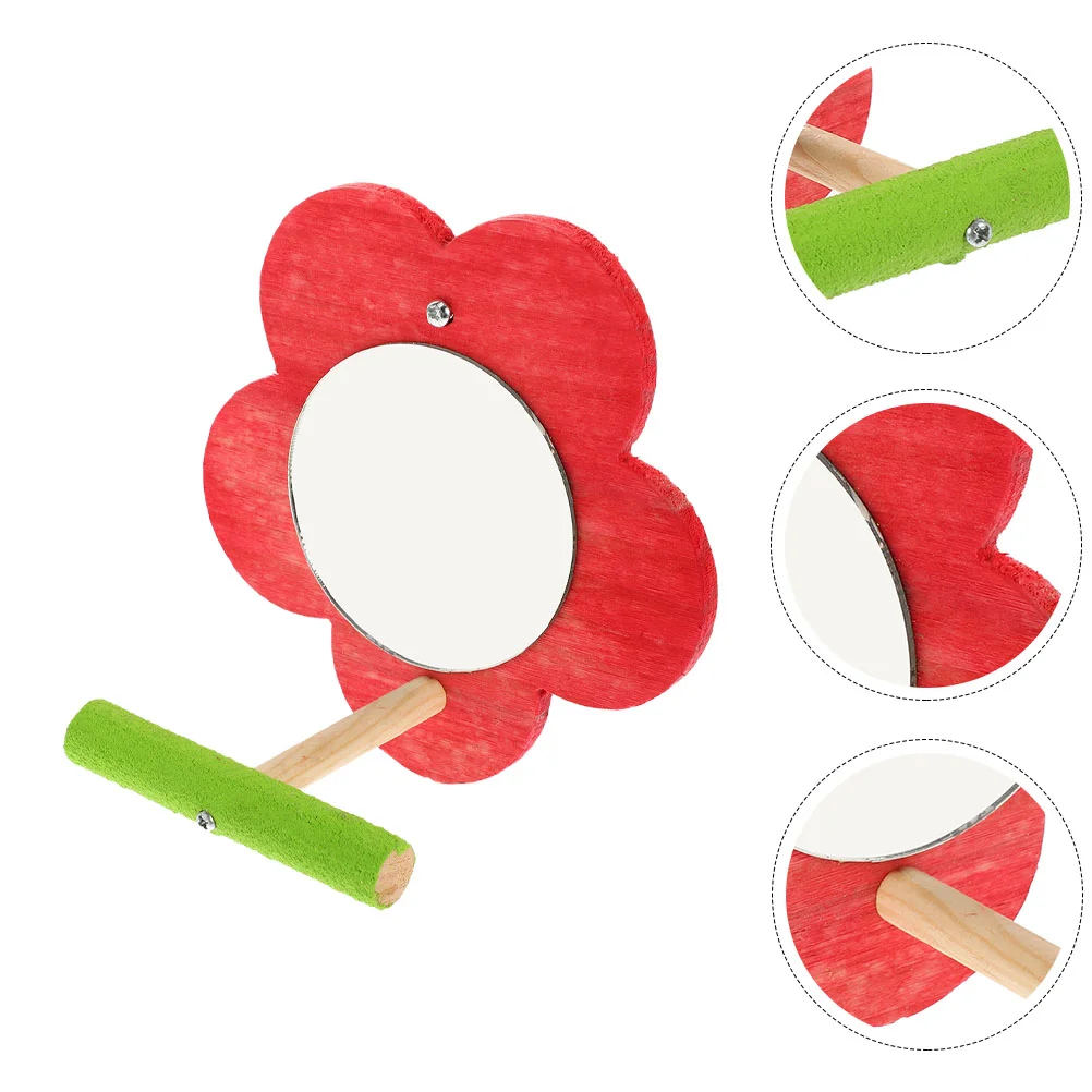 

Toy Parrot Mirror Perch Mirrors Bird Toys Educational Training Cage Interactive